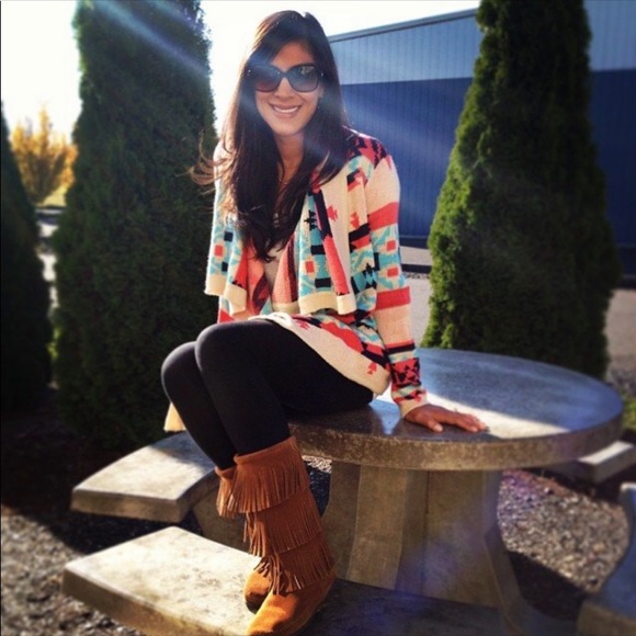 Anthro Moon Collection Aztec Drape Cardigan - Picture 7 of 16